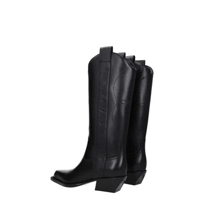 Off-white Leather Western-style Boot In Black