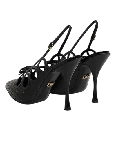 Dolce & Gabbana Python & Calf Leather Slingback Heel In Black