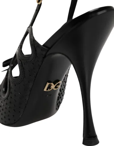 Dolce & Gabbana Python & Calf Leather Slingback Heel In Black