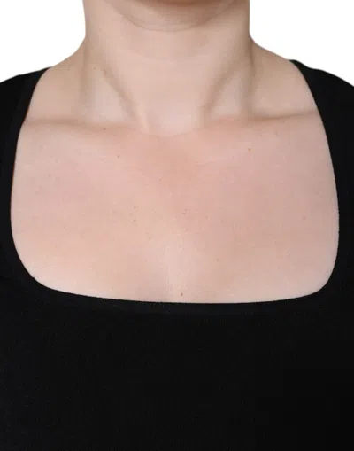 Dolce & Gabbana Black Square Neck Long Sleeves Pullover Top In Black