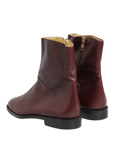 Dolce & Gabbana Leather Ankle Boot In Maroon