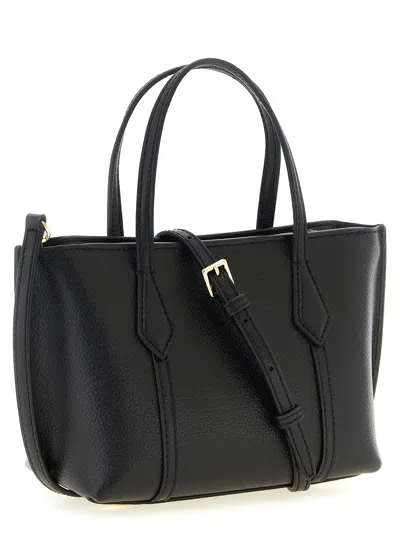 Tory Burch Black Cow Leather Cotton Polyurethane Handbag In Black
