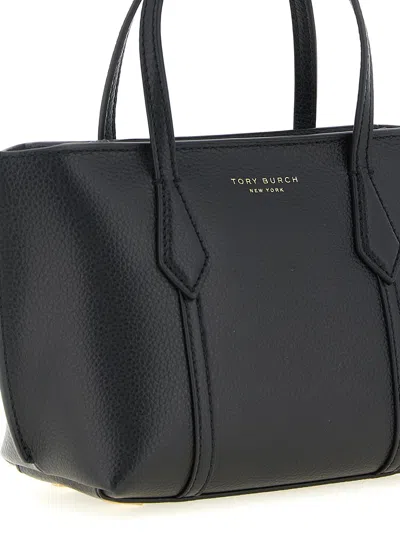 Tory Burch Black Cow Leather Cotton Polyurethane Handbag In Black