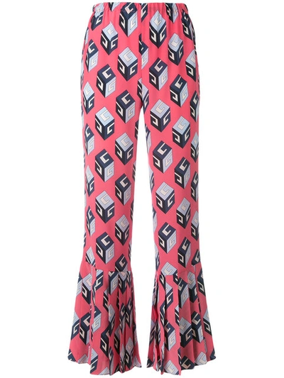 Gucci Gg Wallpaper Print Silk Pant In Pink