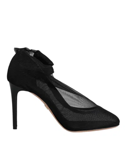 Dolce & Gabbana Silk Stretch Mesh Sock Boot In Black