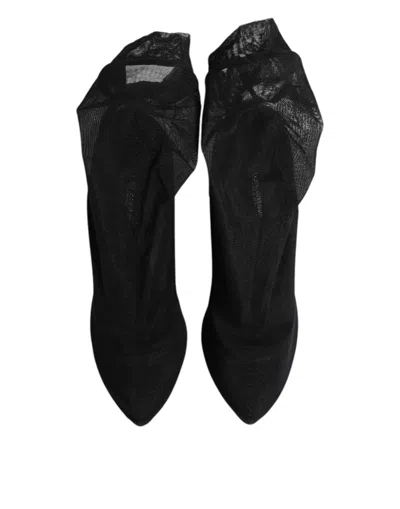 Dolce & Gabbana Silk Stretch Mesh Sock Boot In Black