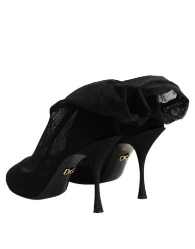 Dolce & Gabbana Silk Stretch Mesh Sock Boot In Black