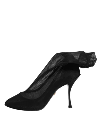 Dolce & Gabbana Silk Stretch Mesh Sock Boot In Black