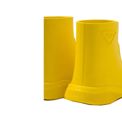 Prada Logo-embellishment Rain Boots In Yellow