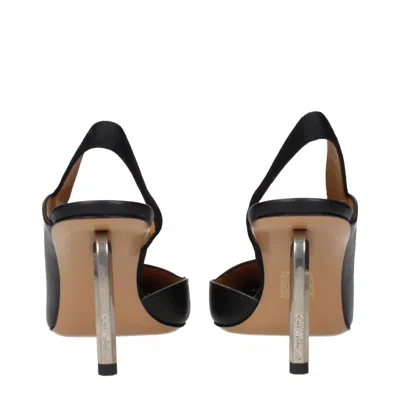 Off-white Satin-finish Leather Slingback Pump In Black