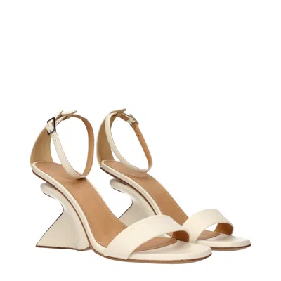 Off-white Jug Sculpted-heel Leather Sandals In Beige