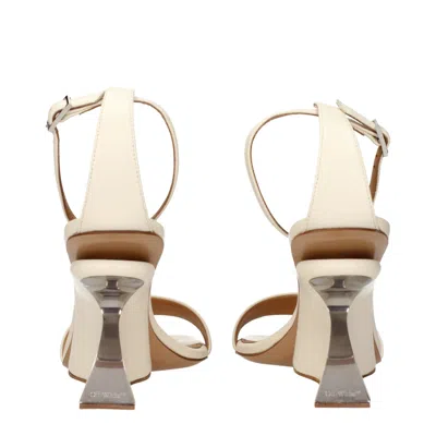 Off-white Jug Sculpted-heel Leather Sandals In Beige