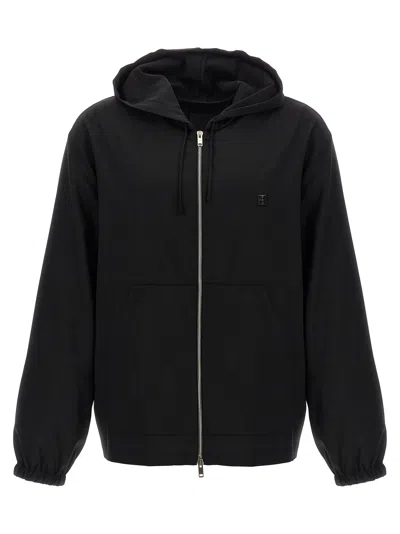 Givenchy Wool Hoodie With Elasticated Cuffs And Drawstring In Black
