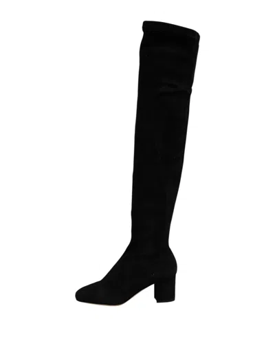 Dolce & Gabbana Suede Knee High Boots Block Heel In Multi
