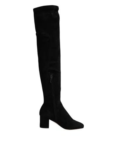 Dolce & Gabbana Suede Knee High Boots Block Heel In Multi