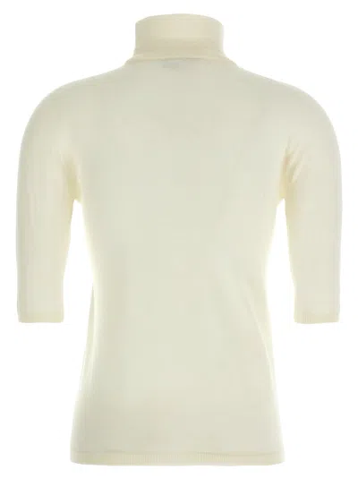 Max Mara Short-sleeved Knitted Pullover In White