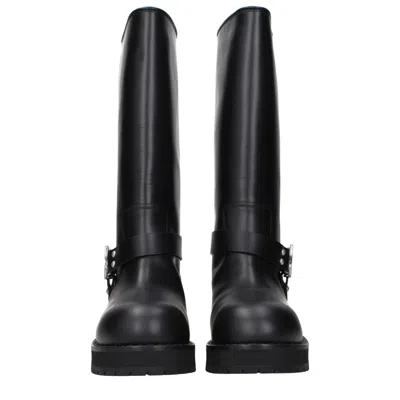 Off-white Woman Boot Black Size 8 Leather In Black