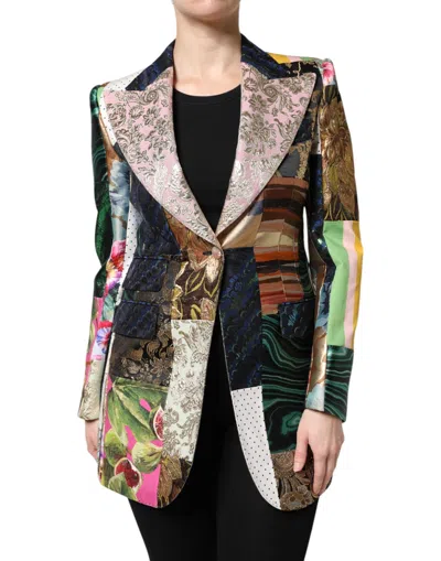 Dolce & Gabbana Floral Patchwork Jacquard Blazer In Multi