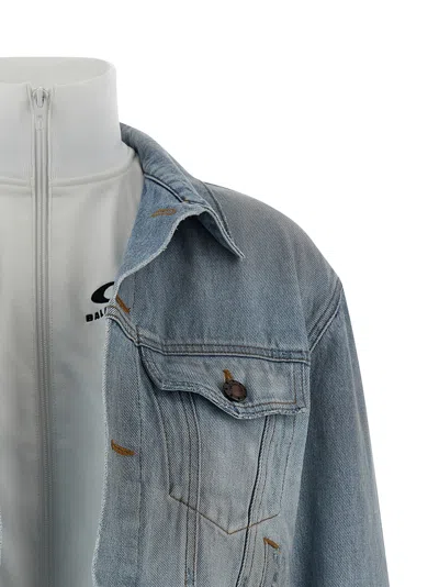 Balenciaga Double Layer Jacket In Blue