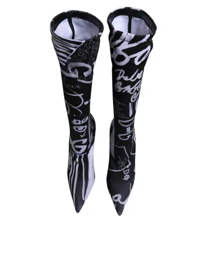 Dolce & Gabbana Logo Stretch Boot In Black