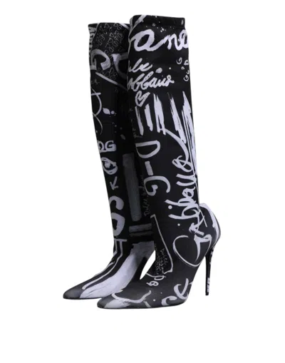 Dolce & Gabbana Logo Stretch Boot In Black