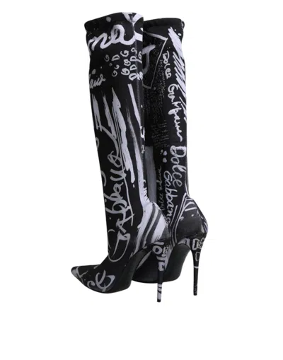 Dolce & Gabbana Logo Stretch Boot In Black