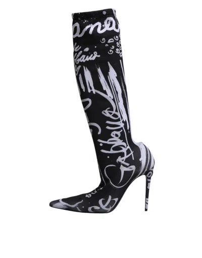 Dolce & Gabbana Logo Stretch Boot In Black
