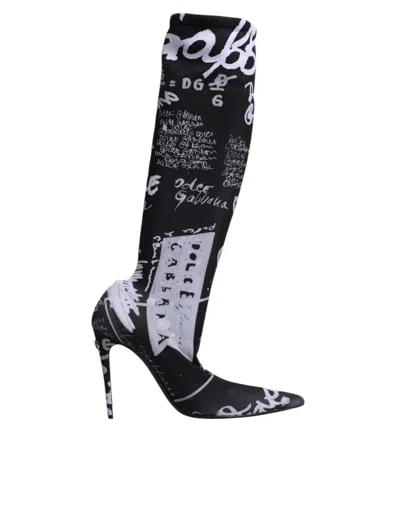 Dolce & Gabbana Logo Stretch Boot In Black
