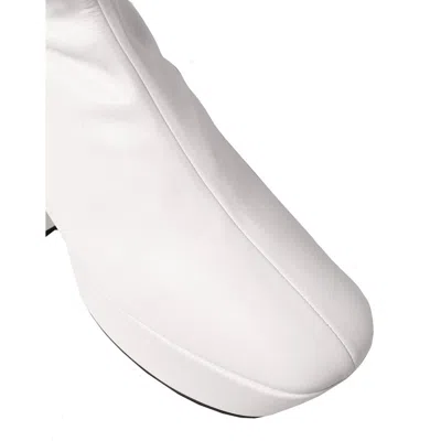 Prada Triangle Logo Platform Sole Boots In White