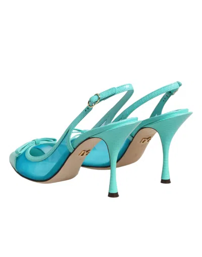 Dolce & Gabbana Leather And Mesh Pointed-toe Slingback Heel In Blue