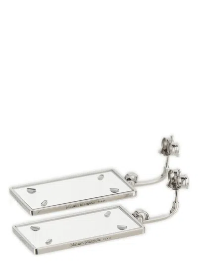 Maison Margiela Rectangular Drop Earrings In Gray