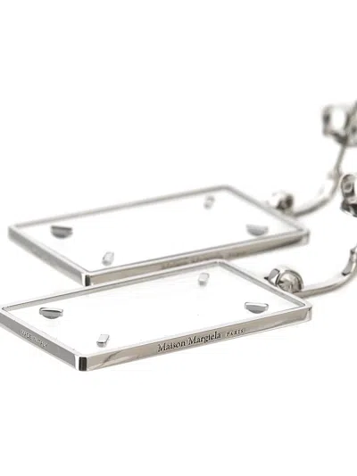 Maison Margiela Rectangular Drop Earrings In Gray