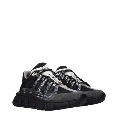 Versace Mixed-material Athletic Sneaker In Black