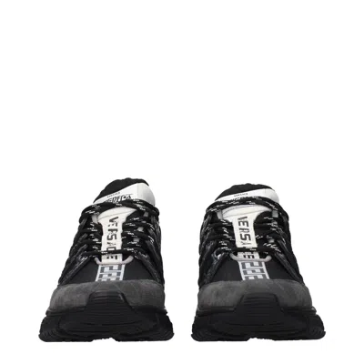 Versace Mixed-material Athletic Sneaker In Black