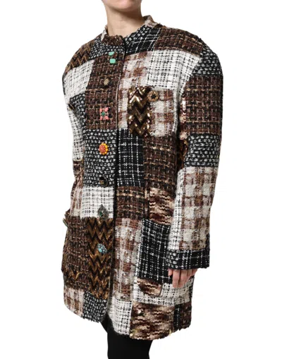 Dolce & Gabbana Multicolor Patchwork Button Down Jacket In Black