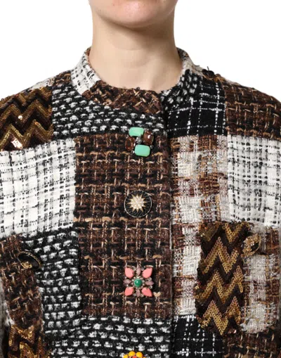 Dolce & Gabbana Multicolor Patchwork Button Down Jacket In Black