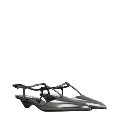 Prada Metallic Leather T-strap Flat In Black