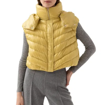 Herno Bicolor Polyamide Sleveless Jacket In Gold