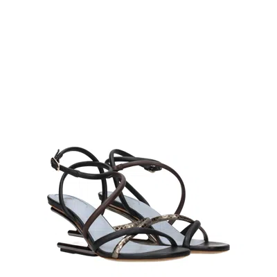Fendi Multicolor Leather Sandal In Multi