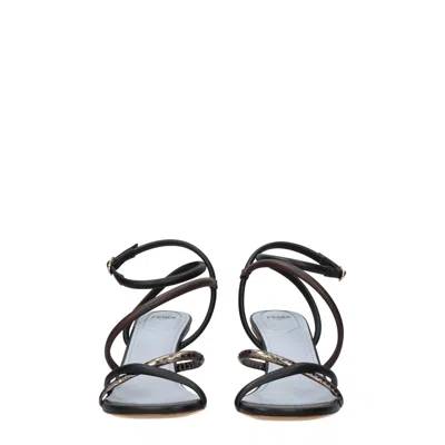 Fendi Multicolor Leather Sandal In Multi