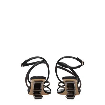 Fendi Multicolor Leather Sandal In Multi