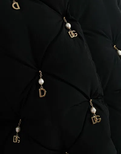 Dolce & Gabbana Pearl-embellished Quilted Down Jacket In Black