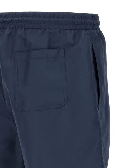 Brunello Cucinelli Straight-leg Mid-length Logo-embroidered Swim Shorts In Blue