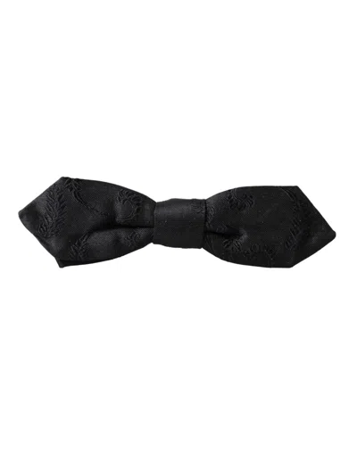 Dolce & Gabbana Black Silk Patterned Adjustable Neck Men Papillon Bow Tie In Orange