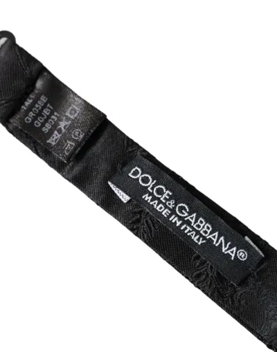 Dolce & Gabbana Black Silk Patterned Adjustable Neck Men Papillon Bow Tie In Orange