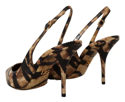 Dolce & Gabbana Tiger-patterned Moluro Python Slingback Heel In Brown