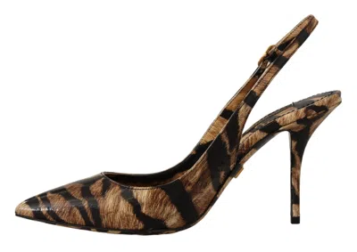 Dolce & Gabbana Tiger-patterned Moluro Python Slingback Heel In Brown
