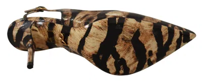 Dolce & Gabbana Tiger-patterned Moluro Python Slingback Heel In Brown
