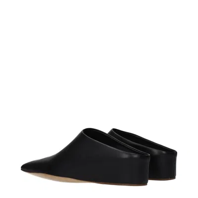 Jil Sander Leather Slipper In Black