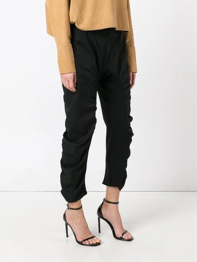 Shop Stella Mccartney Ruched Cropped Trousers In Black